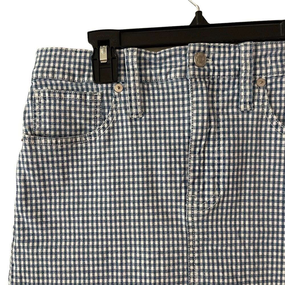 Madewell 26 Skirt Stretch Denim Straight Blue White Gingham Short Mini - Picture 6 of 9